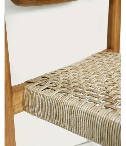 Kimo - Chaise en teck massif et corde beige- marron