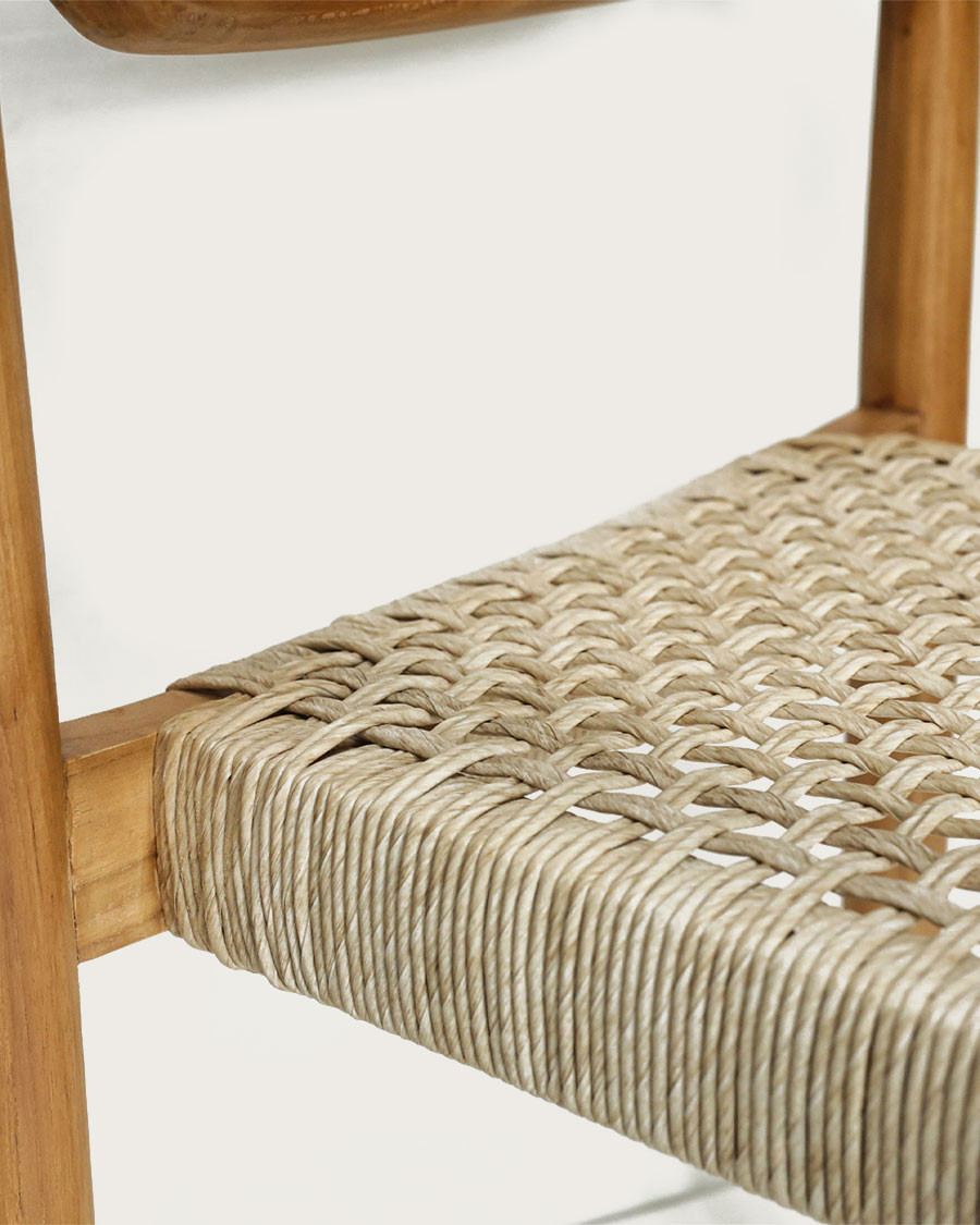 Kimo - Chaise en teck massif et corde beige- marron