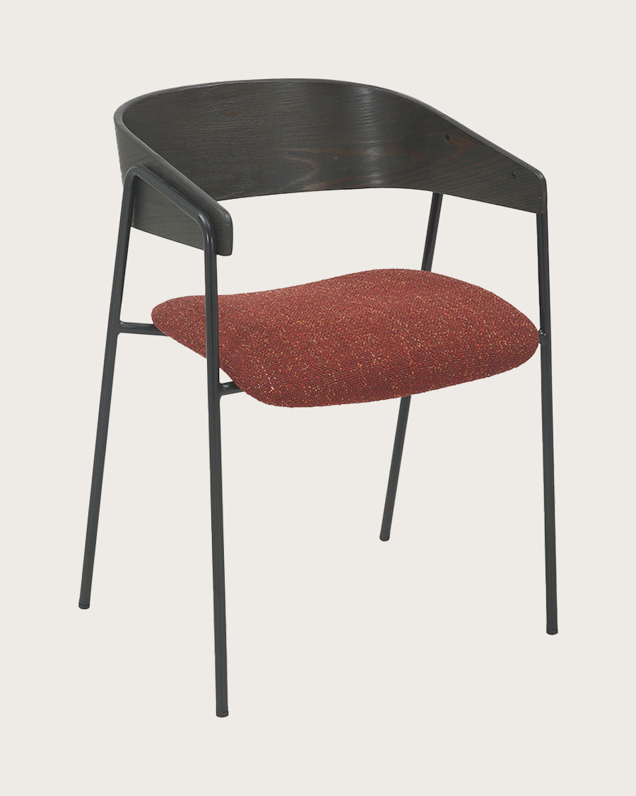 Wisla - Chaise en tissu avec dossier en bois et pieds en métal