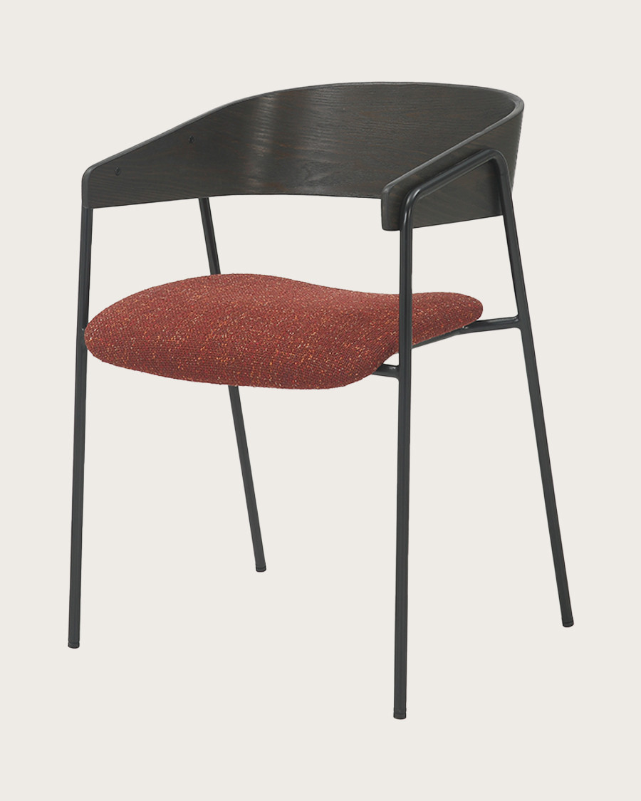 Wisla - Chaise en tissu avec dossier en bois et pieds en métal