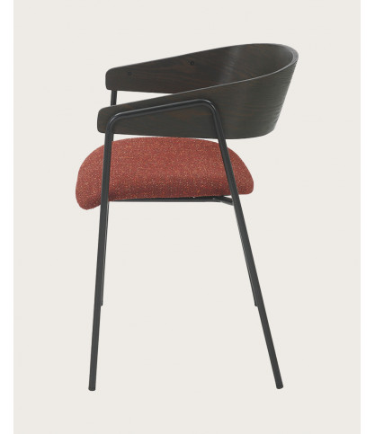 Wisla - Chaise en tissu avec dossier en bois et pieds en métal