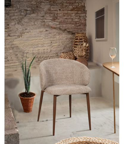 Vera - Chaise en tissu bouclette et pieds métal