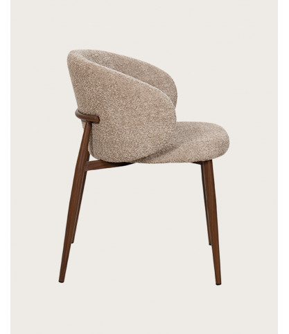 Vera - Chaise en tissu bouclette et pieds métal