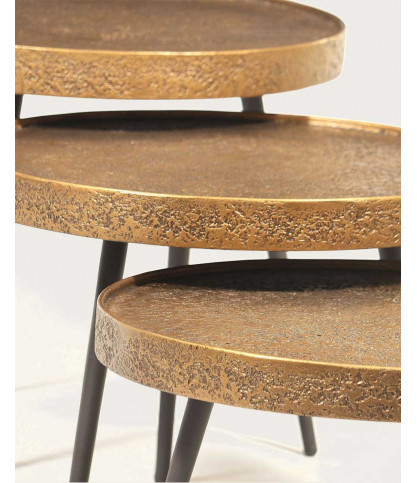 Astrid - Table basse ronde gigogne en métal doré