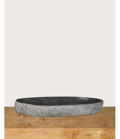 Anta - Vasque pierre de rivière plate ovale noire