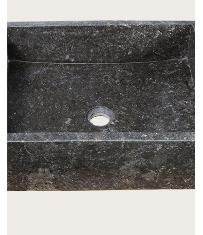 Malka - Vasque à poser rectangle marbre marbre terrazzo premium noire
