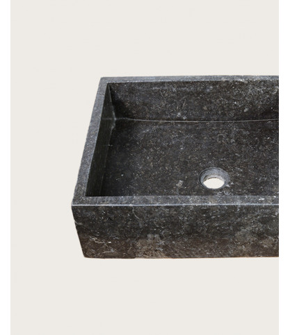 Malka - Vasque à poser rectangle marbre marbre terrazzo premium noire