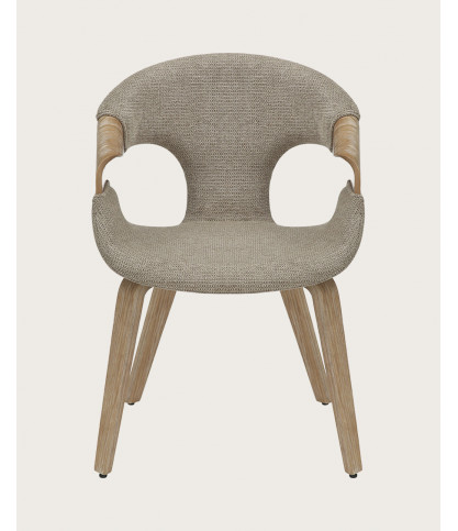 Gazy - chaise en tissu Taupe et bois blanchi