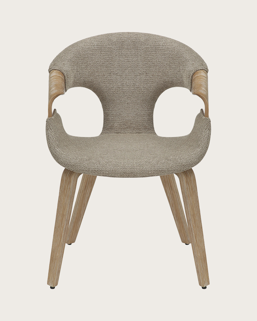 Gazy - chaise en tissu Taupe et bois blanchi