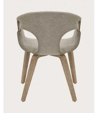 Gazy - chaise en tissu Taupe et bois blanchi