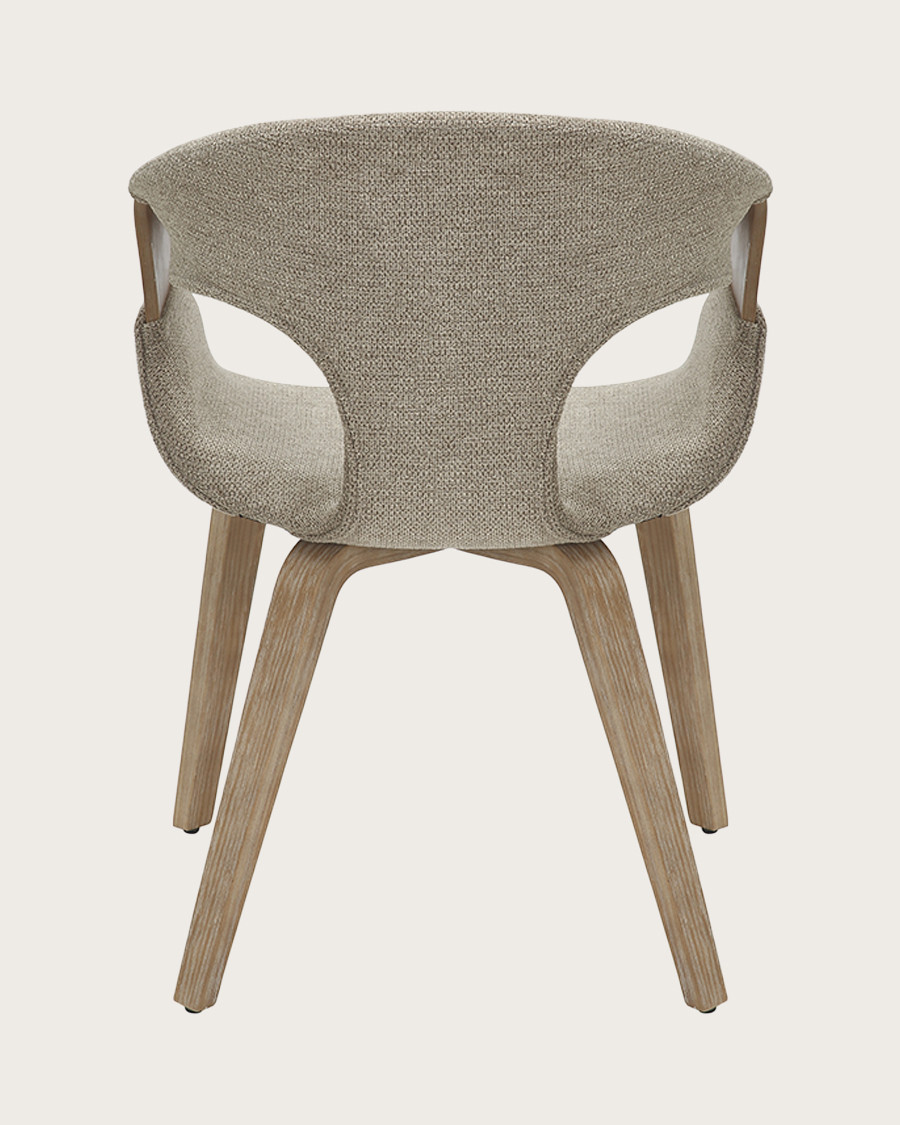 Gazy - chaise en tissu Taupe et bois blanchi