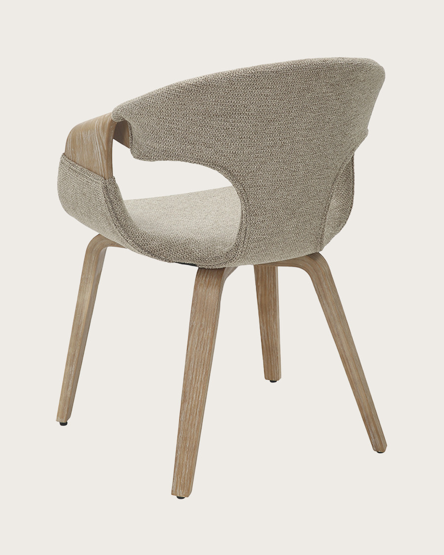 Gazy - chaise en tissu Taupe et bois blanchi