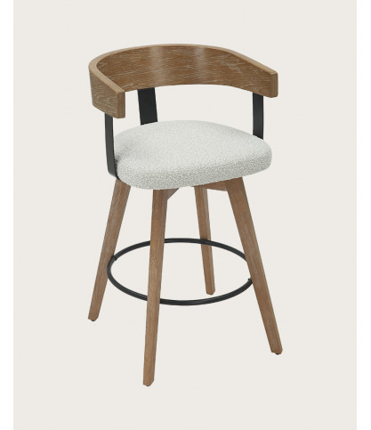 Micha - Chaise de bar en tissu et pieds en bois