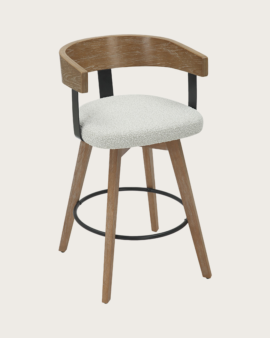 Micha - Chaise de bar en tissu et pieds en bois