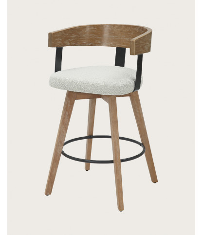 Micha - Chaise de bar en tissu et pieds en bois
