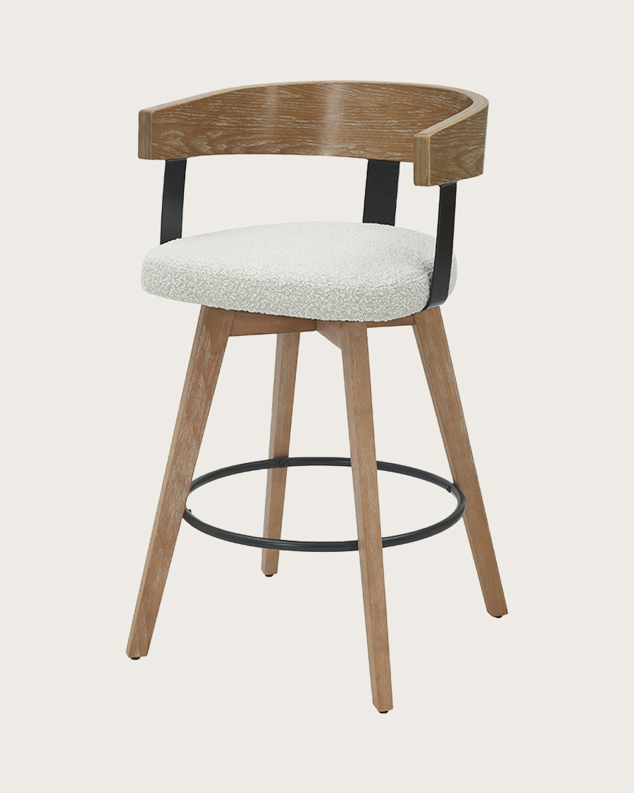 Micha - Chaise de bar en tissu et pieds en bois