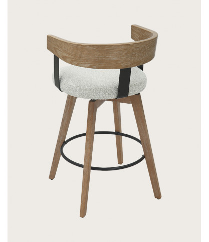 Micha - Chaise de bar en tissu et pieds en bois
