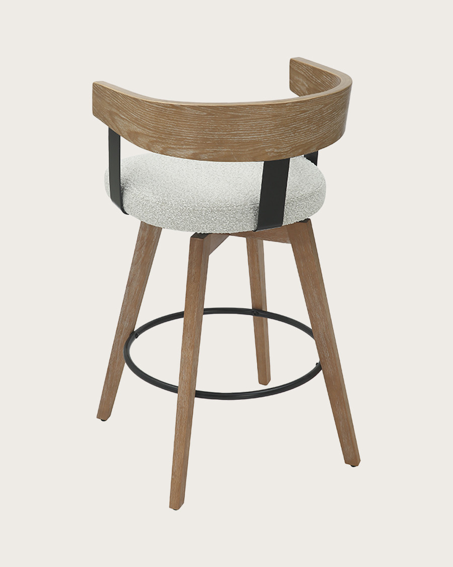 Micha - Chaise de bar en tissu et pieds en bois