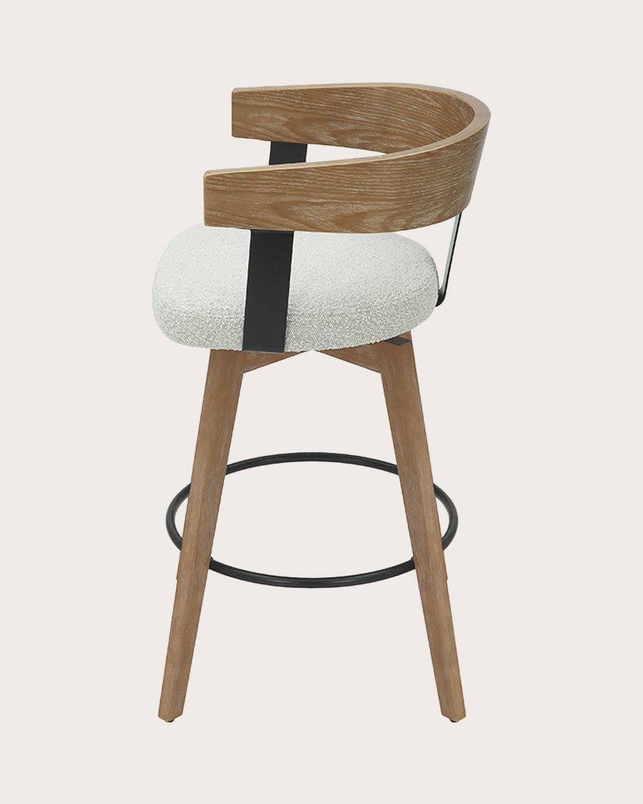 Micha - Chaise de bar en tissu et pieds en bois