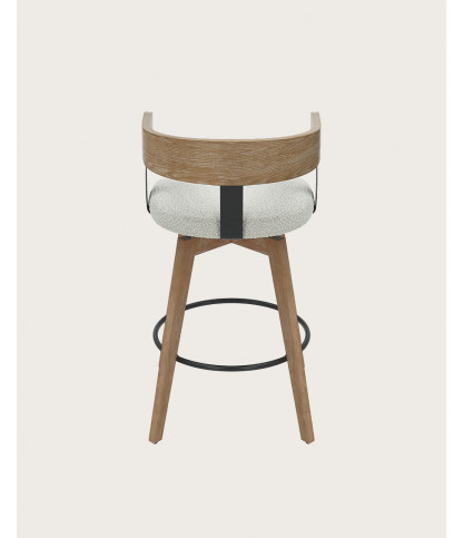 Micha - Chaise de bar en tissu et pieds en bois