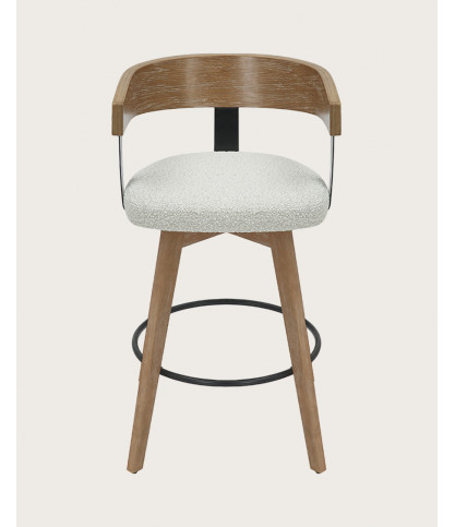 Micha - Chaise de bar en tissu et pieds en bois