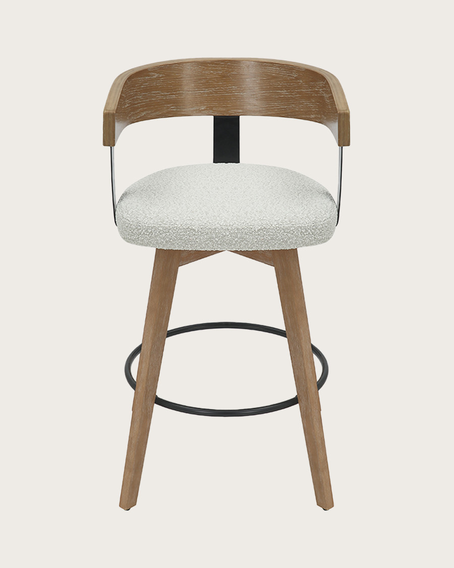 Micha - Chaise de bar en tissu et pieds en bois