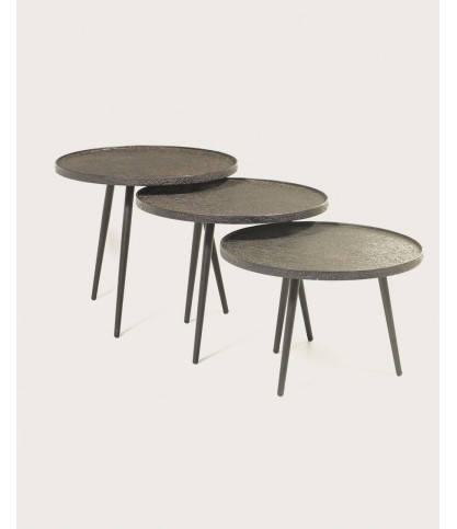 Soccoro - Table basse ronde gigogne en métal noir