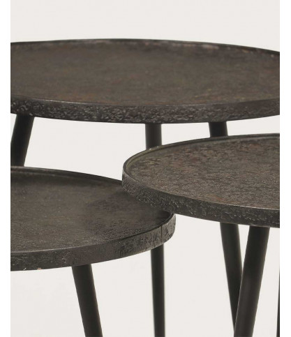 Soccoro - Table basse ronde gigogne en métal noir