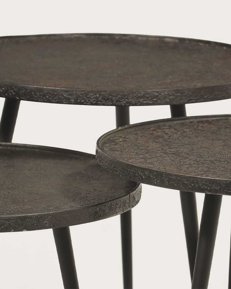 Soccoro - Table basse ronde gigogne en métal noir