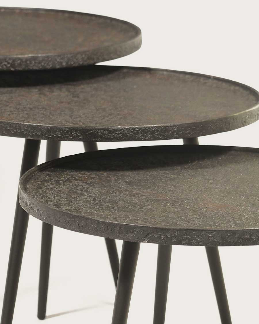 Soccoro - Table basse ronde gigogne en métal noir