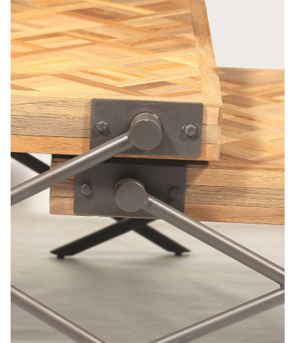 Loft - Table basse carrée gigogne en teck motif chevron