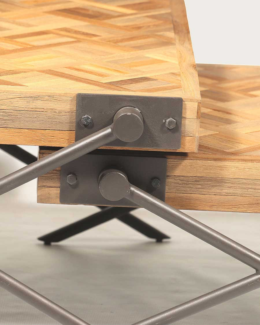 Loft - Table basse carrée gigogne en teck motif chevron