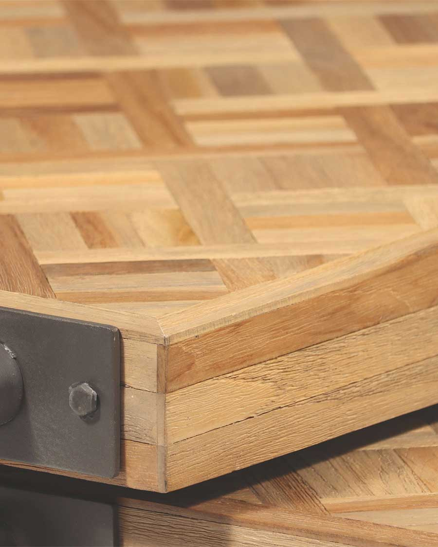 Loft - Table basse carrée gigogne en teck motif chevron