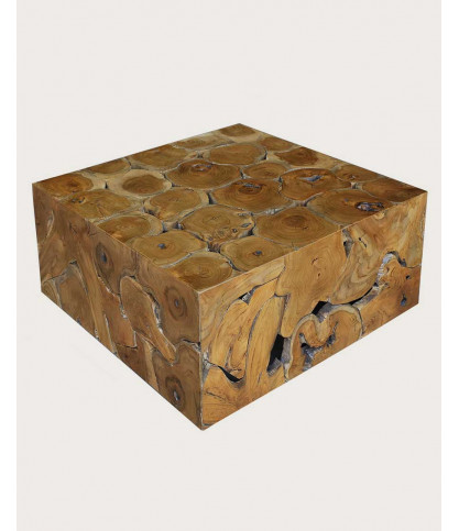 Craft - Table basse carrée en puzzle de teck
