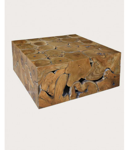 Craft - Table basse carrée en puzzle de teck