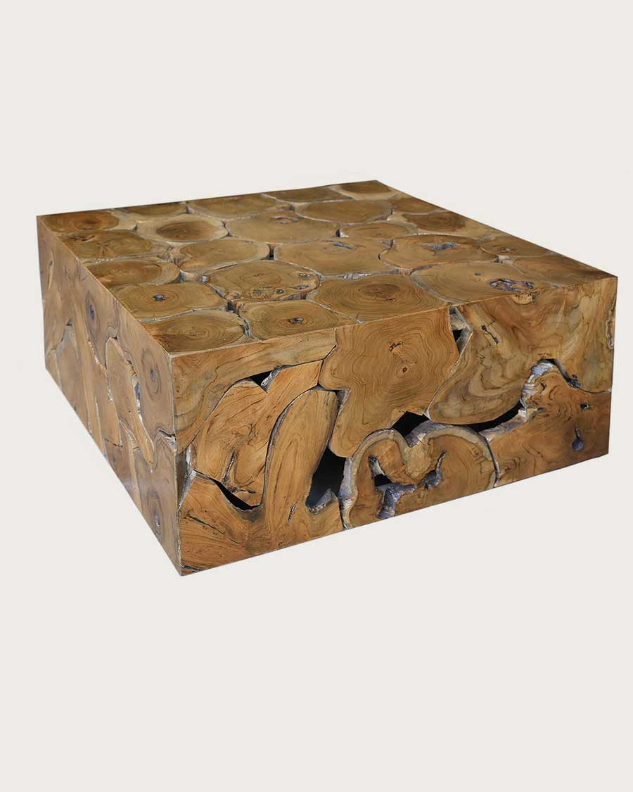 Craft - Table basse carrée en puzzle de teck