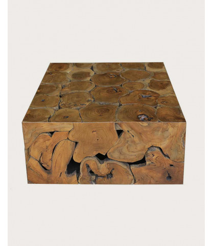 Craft - Table basse carrée en puzzle de teck