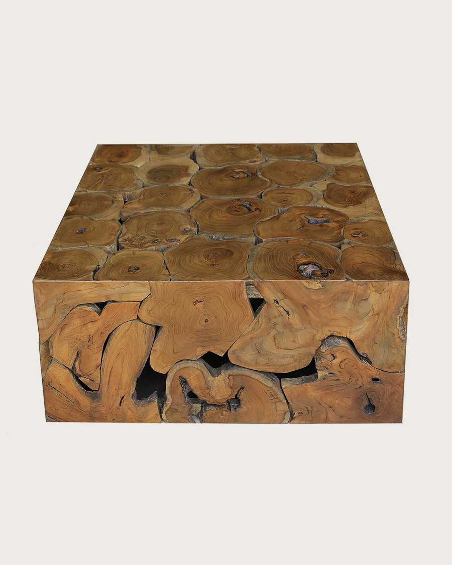 Craft - Table basse carrée en puzzle de teck