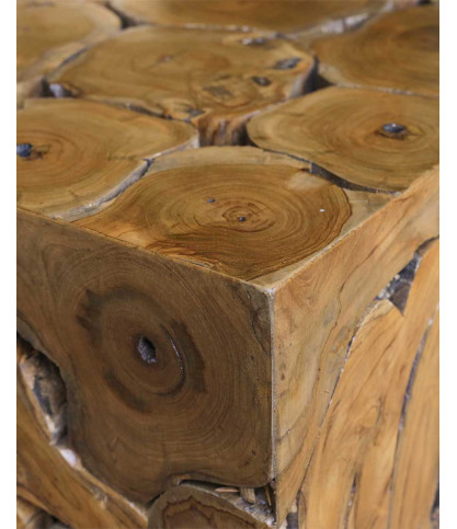 Craft - Table basse carrée en puzzle de teck