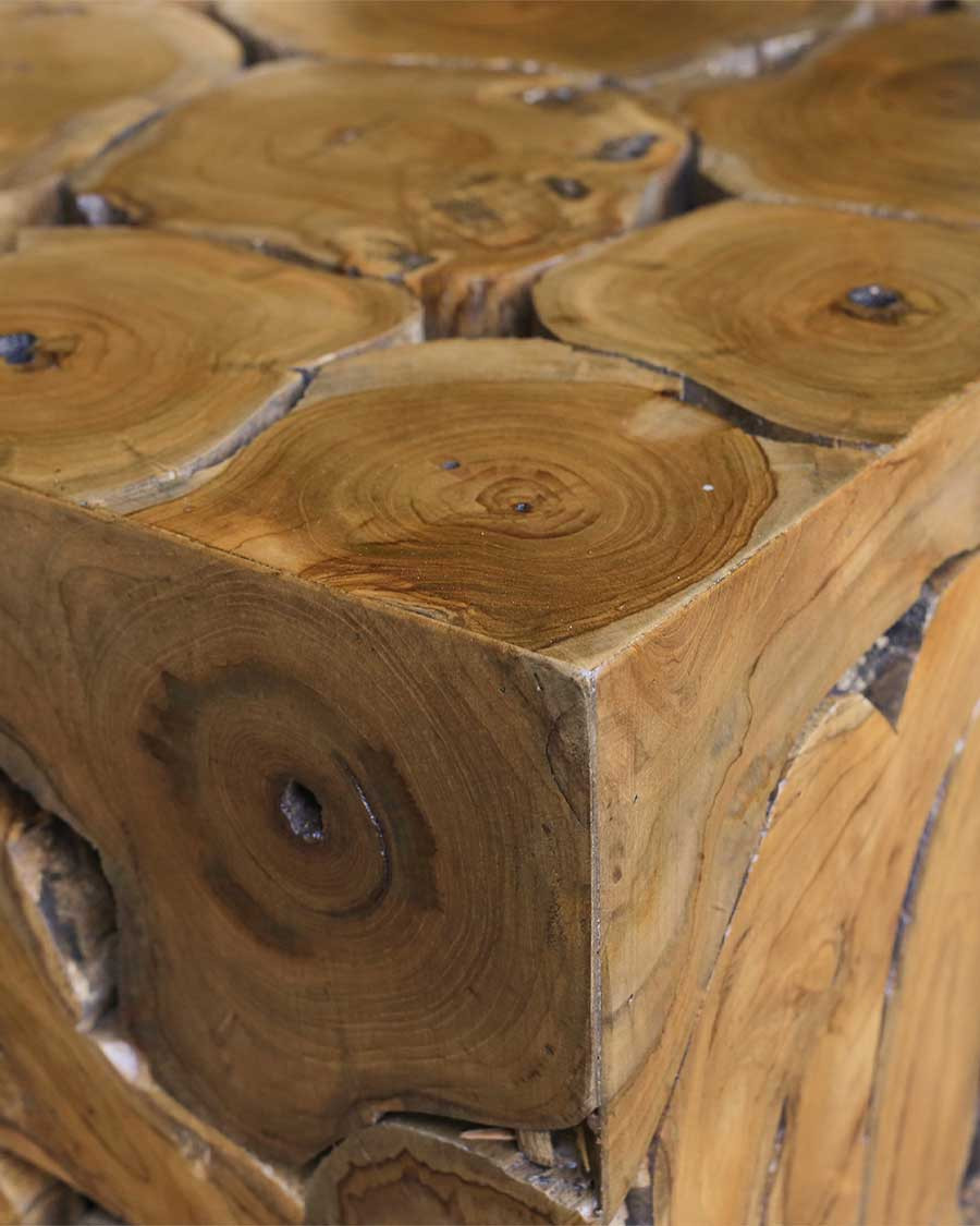 Craft - Table basse carrée en puzzle de teck