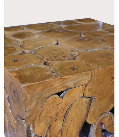 Craft - Table basse carrée en puzzle de teck