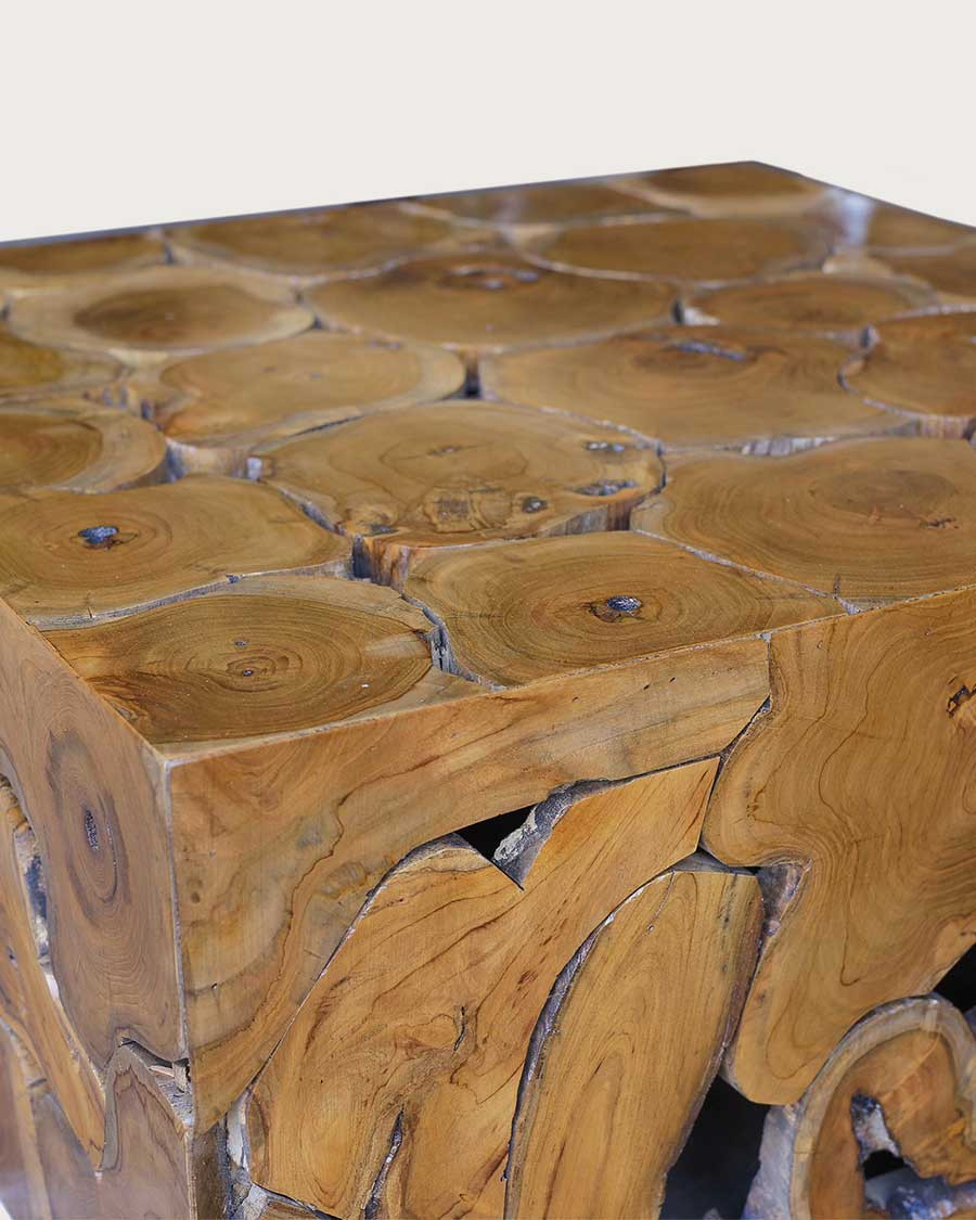 Craft - Table basse carrée en puzzle de teck