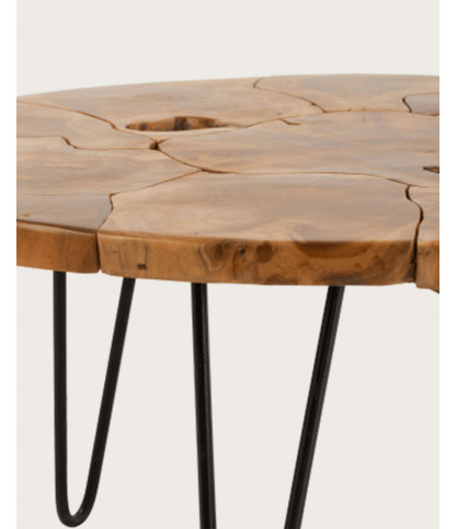 Carmen - Table basse ovale en puzzle de teck