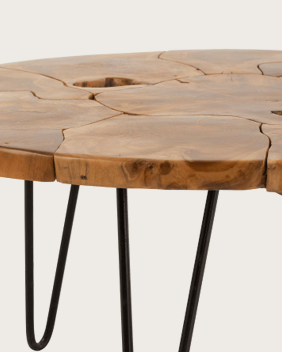Carmen - Table basse ovale en puzzle de teck