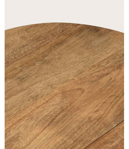 Lasco - Table basse coffre ronde en métal et bois