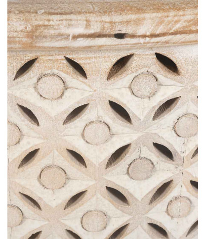 L'Orient - Table basse ronde en bois massif sculptée