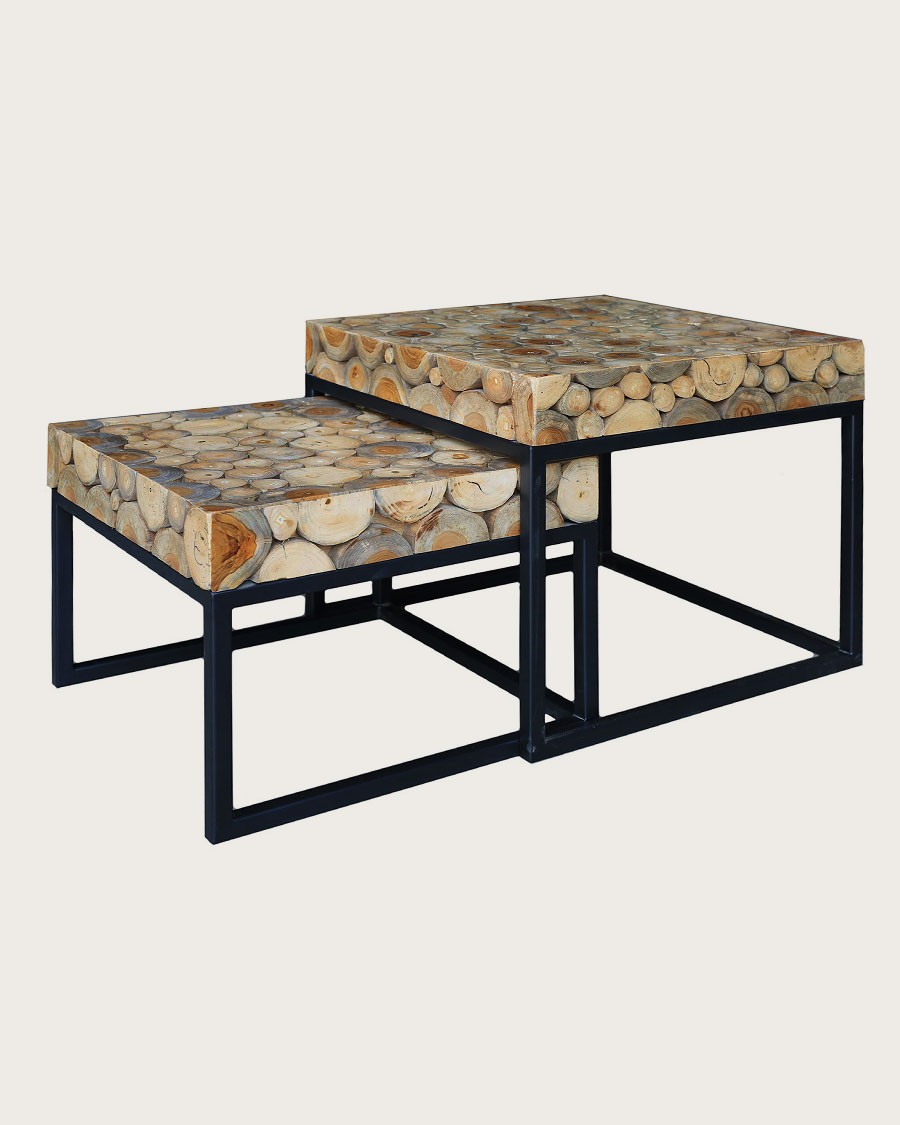 Aïda - Table basse carrée gigogne en teck