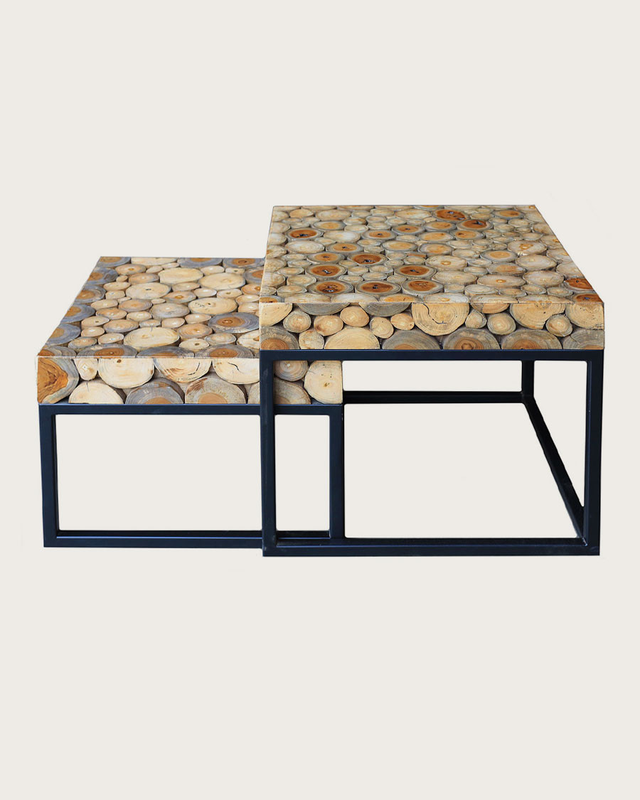 Aïda - Table basse carrée gigogne en teck