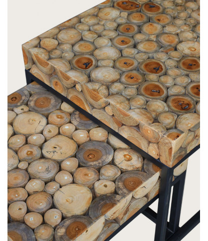 Aïda - Table basse carrée gigogne en teck