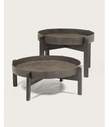 Gaby - Table basse ronde gigogne en métal noir